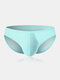 Mens Sexy Underwear Ice Silk Thin Transparent Cool Breathable Seamless Solid Color Briefs - Blue