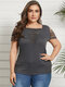 Plus Size Square Neck Cut Out Short Sleeves T-shirt - Dark Gray