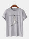 Mens Fishing Shark Graphic Cotton Short Sleeve T-Shirts - Gray