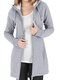 Casual Solid Color Drawstring Zipper Hooded Plus Size Coat - Grey