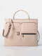 Women Multifunction Handbag Solid 13.3 Inch Laptop Briefcase Crossbody Bag - Beige