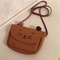 Kindergarten Children PU Leather Handbag Cartoon Cat Crossbody Bag - Brown