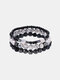 3 Pcs/Set Vintage Geometric-shape Energy Stone Crystal Beaded Elastic Bracelet - #01