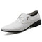 Men Classic Pure Color Pointed Toe Lace Up Business Formal Shoes - White