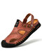 Men Two Ways Wearing Closed Toe Hand Stitching Water Sandals - Brown
