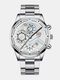 7 Colors Alloy Stainless Steel Men Business Watch Luminous Pointer Calendar Quartz Watch - Silver Band White Dial Silver Po