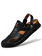 Men Two Ways Wearing Closed Toe Hand Stitching Water Sandals - Black