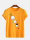 Mens Christmas Cartoon Snowman Print Round Neck Casual Short Sleeve T-Shirts - Yellow