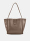 Women PU Leather Elegant Large Capacity Tote Bag Casual Brief Working Magnetic Button Handbag - Khaki