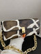 Women Vintage Chain Zebra Leopard Pattern Print Handbag Shoulder Bag - 3