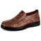 Men Retro Color Leather Large Size Soft Sole Casual Driving Shoes - Khaki