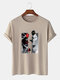 Mens Rose David Statue Graphics Cotton Short Sleeve T-Shirts - Khaki