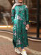 فستان كاجوال بجيوب بطبعة زهور Plus مقاس Plus - أخضر