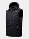 Mens Zip Up Casual Detachable  Drawstring Hooded Padded Gilet Vests - Black