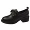 Women Classic Comfort Slip Resistant Solid Color Lace Up Round Toe Heels - Black