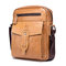Men Phone Bag Genuine Leather Solid Crossbody Bag - Brown