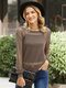 Einfarbiges, durchsichtiges, langärmliges T-Shirt mit Rundhalsausschnitt Damen - Khaki