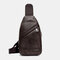 Men Large Capacity Earphone Hole Business Multi-pocket Crossbody Bag Chest Bag Sling Bag - Coffee