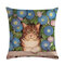 1 PC Cartoon Cat Pattern Cotton Linen Throw Pillow Cover Cushion Cover Seat Car Home Sofa Bed Decorative Pillowcase - #4