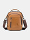 Men Genuine Leather Vintage Durable Crossbody Bag Large Capacity Zipper Design Multifunctional Leather Bag - Brown