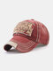 Men Washed Cotton Letter Pattern Patch Baseball Cap Outdoor Sunshade Adjustable Hats - Wine Red
