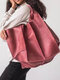 Women's Vintage PU Leather Oversize Brown Capacity Shoulder Bag Handbag Tote Bag - Pink