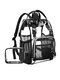Women Transparent Clear Jelly Patchwork PVC Beach Bag Backpack Handbag - Black 2