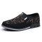 Men Slip-on Round Toe Hard Wearing Printing Casual Business Flats - Brown