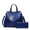 2 PCS Crocodile Pattern Handbag Leisure Solid Crossbody Bag - Blue