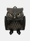 Women Owl Cartoon Pattern Printing Travel Backpack - Black