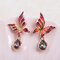 Women's Colorful Gemstone Earrings 18K Gold Enamel Red Butterfly Zirconia Dangle Earrings - Colorful