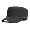 Mens Cotton Breathable With Ventilation Holes Flat Top Caps Outdoor Sunshade Military Army Hat - Black