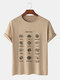 Plus Size Mens Pasta Types Print 100% Cotton Fashion Short Sleeve T-Shirts - Khaki