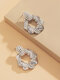 Vintage Elegant Inlaid Artificial Pearl Rhinestones Twist Geometric-shaped Alloy Studs Earrings - Silver 1