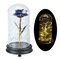 24K Gold Rose with LED Light Artificial Decoration Dome Wood Base Valentine's Gifts - Blue