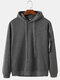 Mens Solid Cotton Flocking Drawstring Hoodies With Zipped Welt Pockets - Grey