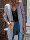 Solid Long Sleeve Knit Open Front Women Cardigan - Gray
