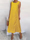 Polka Dot Print Sleeveless Plus Size Summer Dress - Yellow
