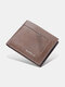 Men Artificial Leather Vintage Light Weight Trifold Wallet Soft Retro Multiple Card Slot Wallet - Brown