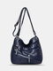 Women Vintage PU Leather Large Capacity Anti-theft Casual Crossbody Bags Shoulder Bag - Blue
