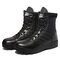 Men Outdoor Waterproof Slip Resistant Zipper Combat Boots - Black