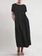 Polka Dot Print Pleated Short Sleeve Plus Size Dress - Black