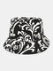 Unisex Cotton Double-sided Wearable Overlay Calico Graffiti Print Outdoor Sunshade Fashion Bucket Hat - #04