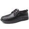 Men Retro Stitching Leather Non Slip Business Casual Shoes - Black
