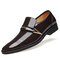Men Microfiber Leather Hole Breathable Slip Resistant Formal Shoes - Brown