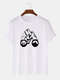 Plus Size Mens 100% Cotton Mountain Bike Print Short Sleeve Casual T-Shirt - White