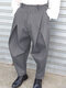 Men Plain Cross Pleated Pants - Gray