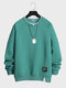 Herren-Sweatshirt mit Kontrast-Patchwork und Rundhalsausschnitt, lässig, locker, für den Winter - Grün