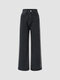Ombre High Waist Pocket Straight Leg Denim Jeans - Black