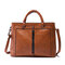 Women PU Leather Square Tote Bag Oil Leather Crossbody Bag  - Light Brown